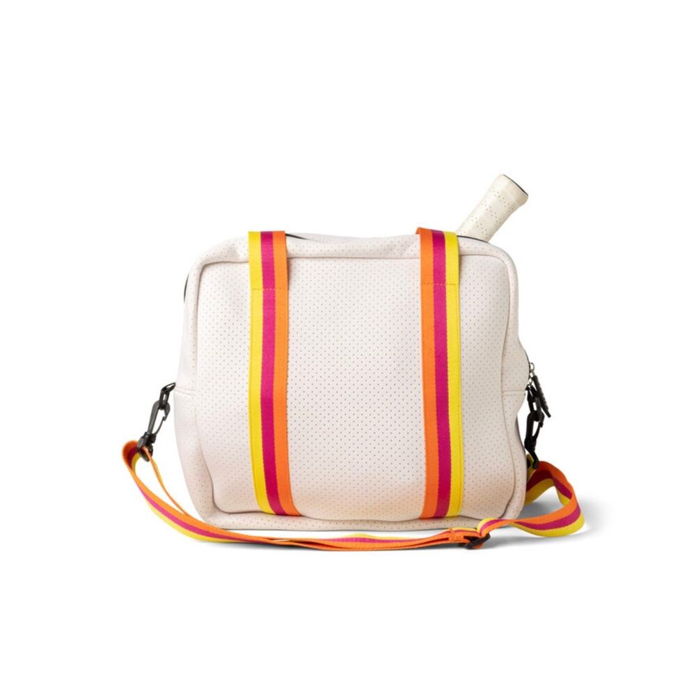 Kedzie Pickleball Tote Bag Stylish Neoprene White Orange Adjustable Crossbody - Picture 9 of 9
